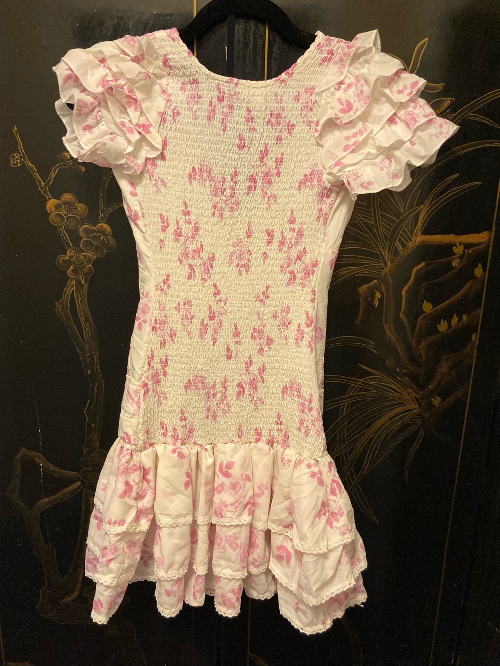 YVONNE & LOVE Pink Floral Mini Dress with Ruffles - Size Small - Picture 7 of 13